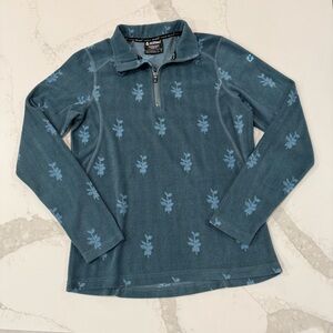 Killtec Microfleece 1/4 Zip Long Sleeve Pullover Top Womens 10 Teal Blue Floral